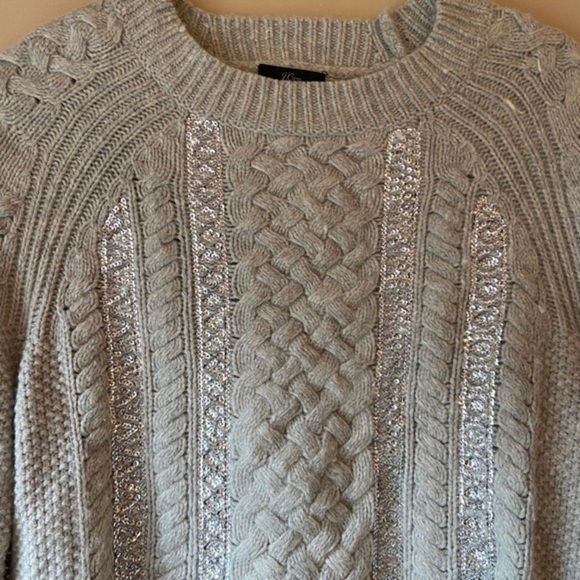 J.CREW Cable Knit Sequin Gray Sweater - Picture 7 of 14